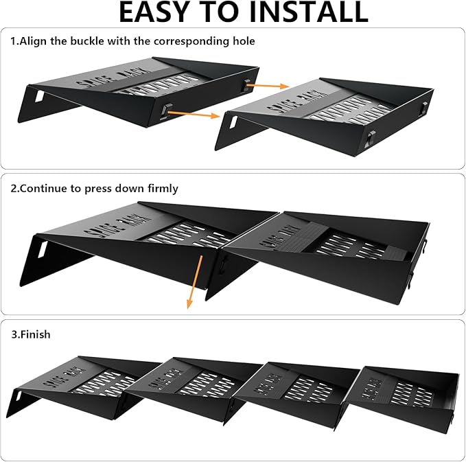 RCHYFEED 4 Tier Spice Drawer Organizer, (Need 3.5" Deep Drawer) 4 Pack Metal Non-Slip Spice Rack for Drawer Free Combination, Adjustable Spice Rack Drawer Insert, Spice Organization for Drawer