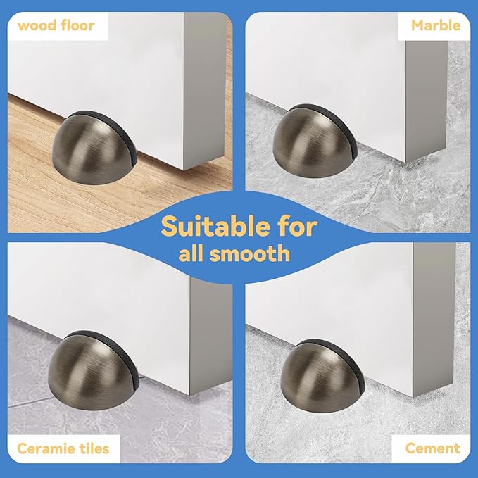 Floor Mounted Door Stops, Stainless Steel Door Stoppers for Floor, Floor Door Stop Mounted Half Moon, with Screws, for Hard Floor Concrete Floor(Bronze,2 Pcs)