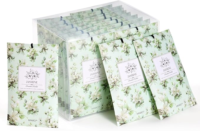 MYARO 20 Packs Jasmine Scent Sachet Air Freshener for Home Car Closet Drawer Shoe Odor Eliminator Long Lasting Deodorizer
