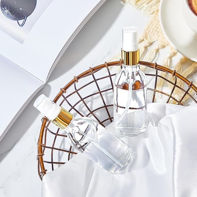 Roshtia 30 Pcs 2 oz/ 60 ml Clear Glass Spray Bottle Refillable Perfume Atomizer Clear Decorative Empty Bottles with Fine Mist Sprayer Pump for Face Body Travel