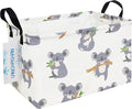 LANGYASHAN Rectangular Storage Bin Collapse Canvas Fabric Cartoon Storage Basket with Handles for Organizing Home Kitchen Boys and Girls Toys Office Closet Shelf Baskets (Rec Koala)