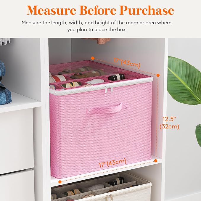 Lifewit Shoe Storage Organizer for Closet, Fabric Large Shoe Box Storage Containers with Clear Cover, Foldable Bins for Boots Heels Sneakers Fits 24-32 Pairs (Each 12-16 Pairs) 2 Pack Pink