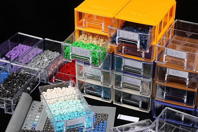 Stackable Storage Drawers Set of 20, Plastic Drawers Organizer for Small Parts Screw Craft Organizer, Mini Drawer Organizer with Dividers and Paper Labels(ORANGE)