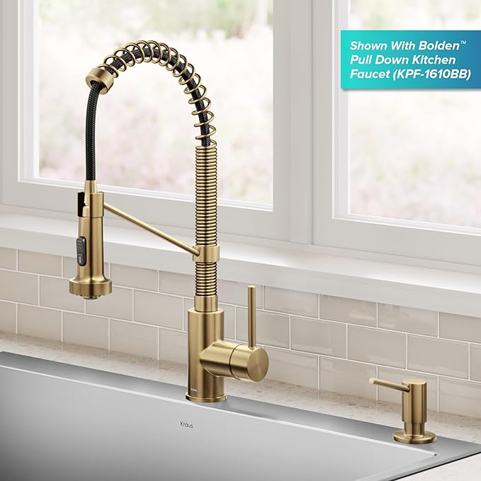 KRAUS Kitchen Soap and Lotion Dispenser in Spot-Free Brushed Brass, KSD-43SFBB