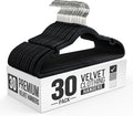 30 Pack Velvet Hanger for Shirt Pants Dresses Skirts Suits Jackets - Slim Space Saving Design - Standard Coat Hanger - Sturdy & Durable Design with Shoulder Grooves Hook