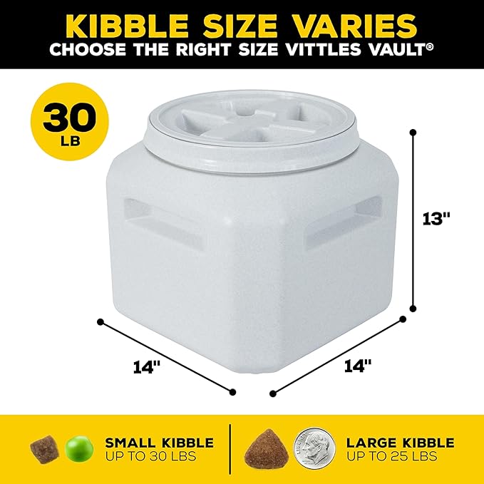 Gamma2 Vittles Vault Dog Food Storage Container with Airtight Lid, holds up to 25-30 Pounds of Dry Pet Food, Cat Kibble and Bird Feed, BPA Free, Made in USA