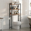 Over The Toilet Storage Rack, 3 Tier Bathroom Organizer Over Toilet, Freestanding Space Saver Toilet Stand with 2 Hooks, Bathroom Storage Shelf, Easy to Assemble, Rustic Brown TSHR6001