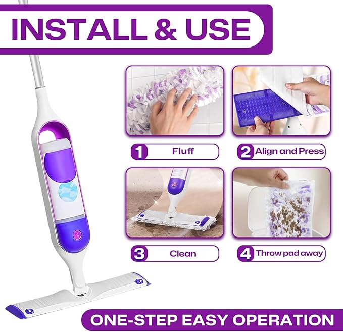 6 Pack Swiffer Power Mop Pads, Disposable Power Mop Refills Compatible with Swiffer Power Mop, Unscented Multi-Surface Replacement Mopping Refills Pads for Floor Surface Cleaning
