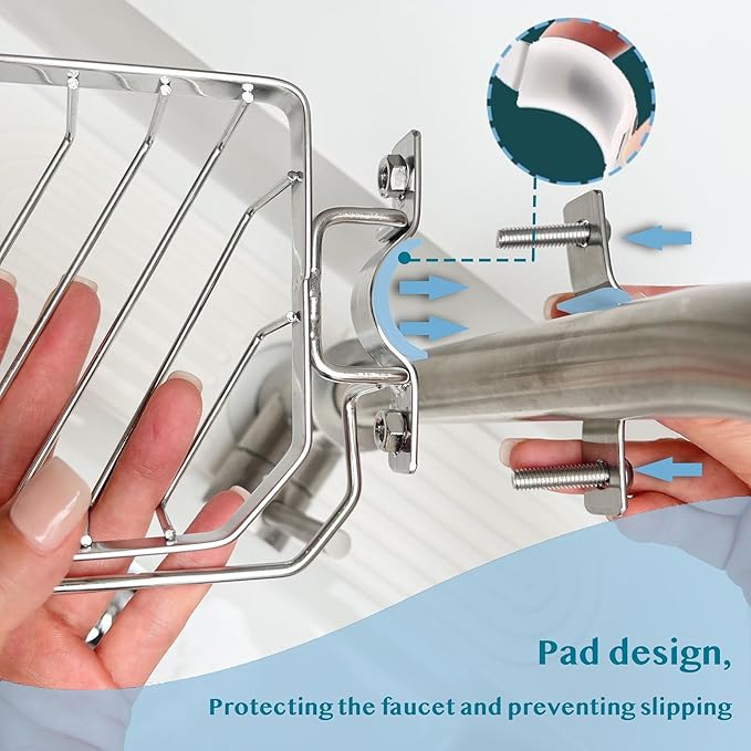 Sink Sponge Holder, Soap Holder Shower, Sink Drying Rack, Soap Container, Bathroom Organizers, Sponge Caddy, Kitchen Organization and Storage, Kitchen Rack, Bathtub Organizer (ROUND LEFT)