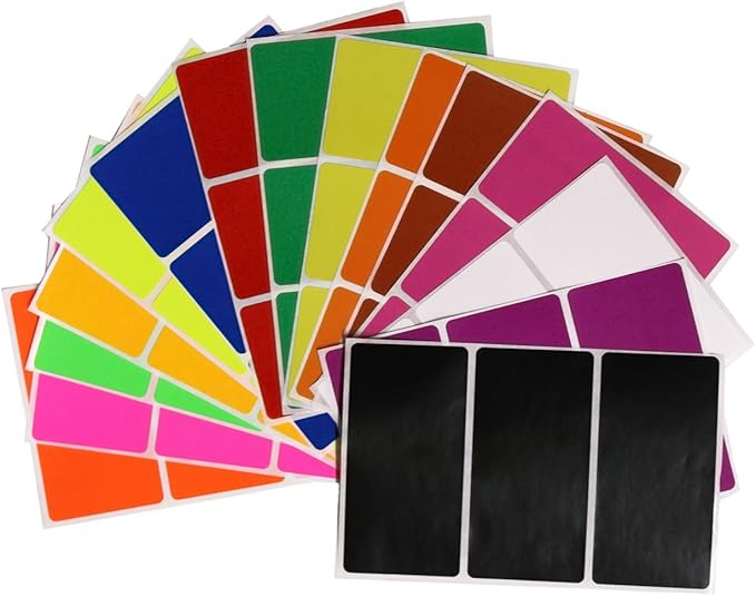 Royal Green Rectangular Stickers Color-Coding Labels for Organizing, Moving, and Storage Boxes 4" x 2" Stickers to Write On Name Tags,45-Pack (15 Assorted Colors)