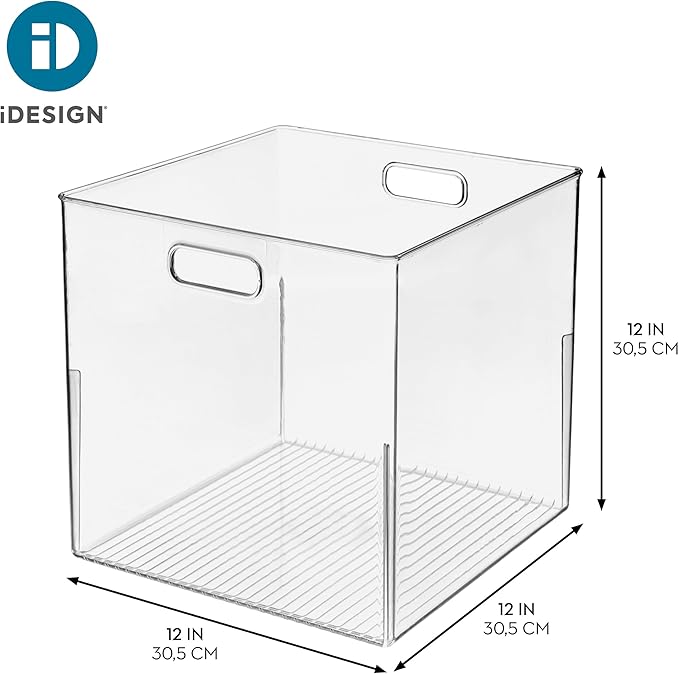 iDesign Pantry Storage Bin, Large Cube Organizer for Cabinet, Countertop, or Fridge, Clear, Made in USA
