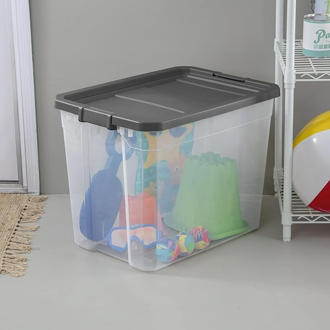 2-Pack 108Qt Storage Bins with Lids - Durable Clear Plastic Containers with Locking Lids, Great for Bathrooms, Storage Rooms, Offices & Closets, Stackable for Efficient Organization