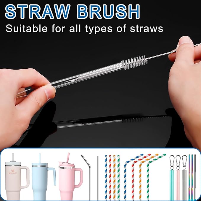 Bottle Brush Cleaning Set - Multi Cup Brush, Water Bottle Cleaner, Crevice Cleaning Brush Pipe & Tube Brushes for Tight Spaces, Grout Brush Cleaner Brush Long Straw Cleaner Brush for Stanley Mug