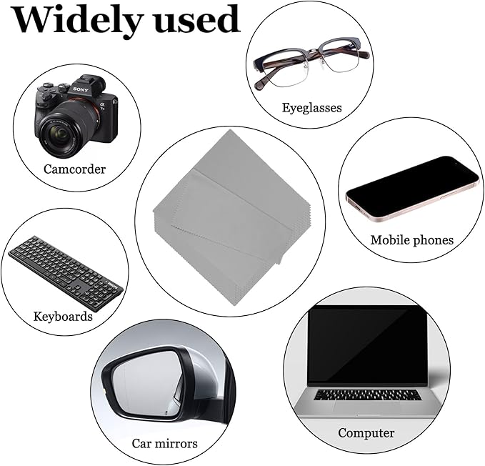 10PCS Suede Microfiber Cloths, 8"×8" Suede Cloth Cleaning Rags, Double-Sided Cleaning Cloths for Car LCD Display, Screens, Glasses, Lenses, Mirrors, Windows, Delicate Surfaces (Gray)
