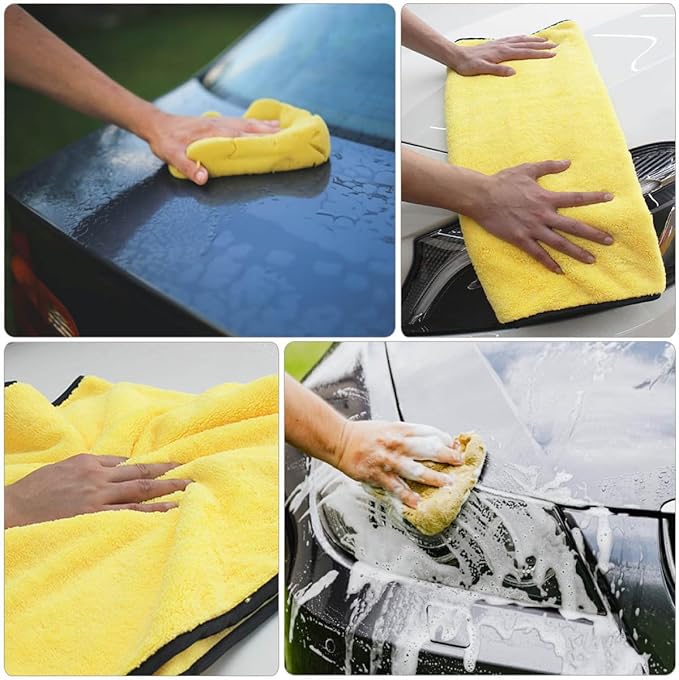 12pcs 40x30cm Super Absorbent Microfiber Car Washing Towels Double-Sided Thickened Cleaning Cloths for Vehicle Drying and Waxing