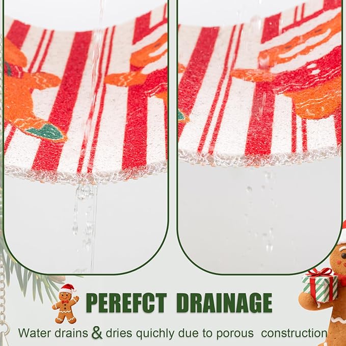 Hargiis Christmas Non-Slip Bathtub Mat, Anti Slip Shower Mat, Fast Drying Bathtub Mats, Foot Scrubber Mat for Tub, Floor, Bathroom, Kitchen, Home, Hotel (Gingerbread Santa, 40"x16")