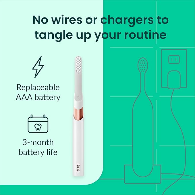 Quip Metal Sonic Electric Toothbrush for Adults - Time Travel & Soft Bristles with Travel Case & Replacement Brush Head - 3 Month Battery Life - Copper