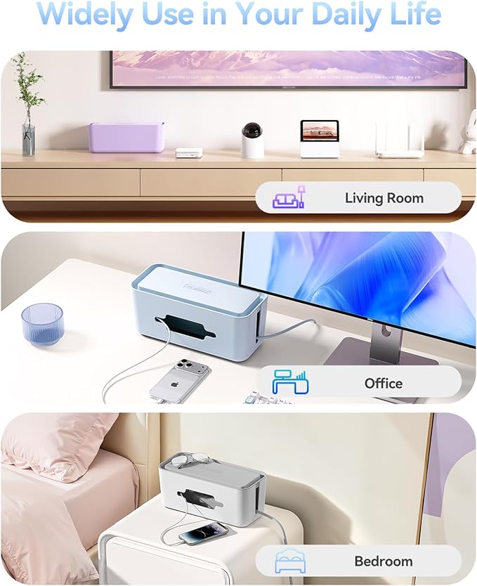 ORICO Cable Management Box, Cord Hider Box to Conceal Power Strips on Desk or Floor, Keeping Cords Tidy and Protected from Damage, Stylish Cable Organizers for Home, Office, School - PB01