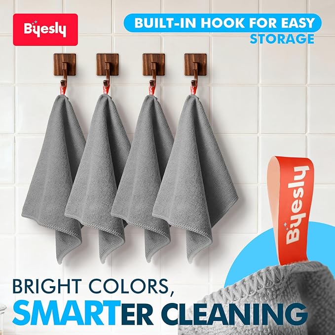 12-Pack Microfiber Cleaning Cloth, 11.5x11.5 Microfiber Towels for Cars, Dishes & House, for Detailers, Chefs & Efficient Home | Scratch-Free, Lint-Free, Ultra Absorbent(Grey)