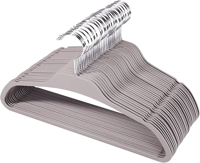 ELONG HOME 30 Pack Rubberized Hangers with Non-Slip Grip, Durable Plastic Hangers for All Clothes, Ultra-Slim Notched Design & 15.7'' Wide