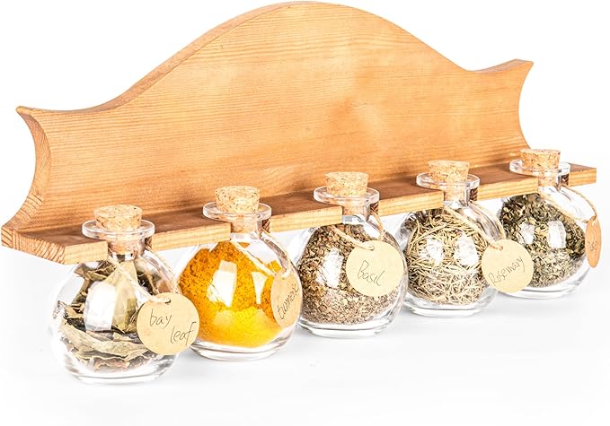 Byers Choice TX Small Pine Wooden Spice Rack Organizer – Spice Rack for Kitchen Pantry, Cupboard or Wall - Apothocary Rack-Kitchen Decor