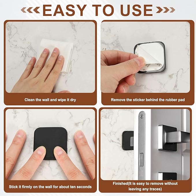 PATIKIL 10Pcs Door Knob Wall Protector, 1.8" Square Silicone Door Stoppers Self Adhesive Handle Bumper Cushion Pad Quiet Wall Protector for Fridge Home Office, Gray(0.4" Thickness)