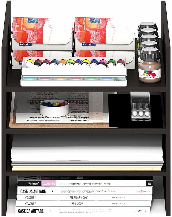 Furinno Cubicle Cube Insert, 3-Shelf Cube Organizer, 3-Tier Shelf Accessory, Fits into Furinno Triple Thick Cubes, IKEA Kallax, for Organizers and Storage, Black Dark Oak