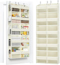 PureSpace 5-Tier Over The Door Organizer with 10 Side Mesh Pockets & Clear Windows, 80 lbs Weight Capacity Hanging Storage for Bathroom, Bedroom, Nursery, Kitchen, Organize Shoes, Diapers(Beige)