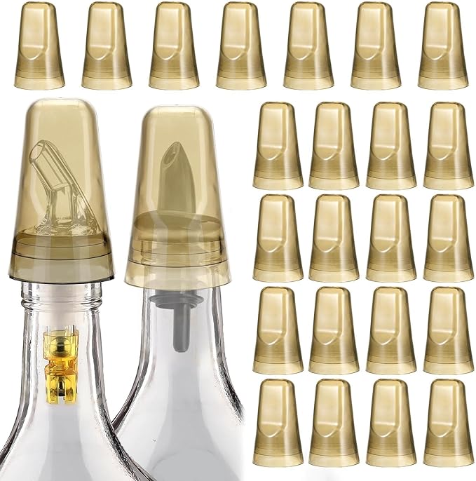 25 Pieces Universal Pour Spout Covers, Translucent Plastic Caps to Seal and Protect Liquor Bottle Spouts - For Home, Bar, and Kitchen