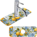 Lemon Sink Faucet Absorbing Mat, Blue Flower Kitchen Faucet Pad, Fresh Sink Splash Guard, for Bathroom Kitchen Sink Faucet Mat Drying Mat 15.4"x5.7", Home Decoration Present