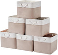 13×15×13 Inch Storage Cubes,6 Pack Cube Storage Bins for Shelves,Fabric Collapsible Storage Bins with Handles, Foldable Storage Basket for Organizing Clothes,Books (White&Beige,13"x15"x13")