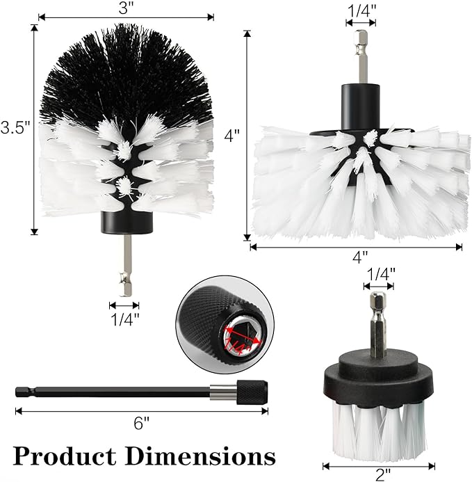 4pcs Drill Brush Attachment Kit, 2025 New Grout Drill Brush Set, All Purpose Power Scrubber Cleaning Kit for Bathtubs, Tile Grout Lines, Bathroom, Showers, Tile, Tile Seams
