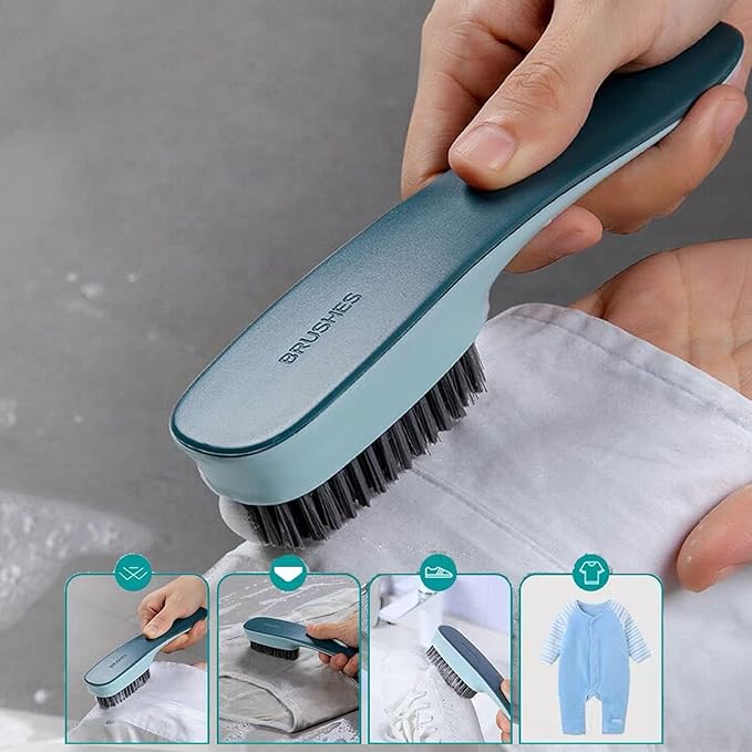 Laundry Scrub Brush 2 Pack Soft Bristle Brush Cleaning Brush for Stains Clothes Scrubbing Brush Household Cleaning Tool for Bathroom Countertops Bathtubs (Gray)
