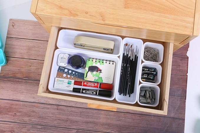15 PCS Interlocking Desk Drawer Organizer Separator for Office,Bathroom,Kitchen,Makeup（White）