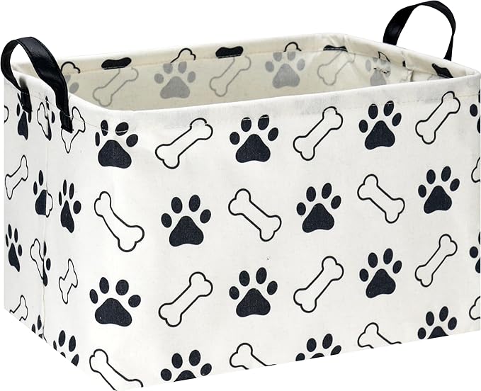 Rectangular Storage Basket,Collapsible Gift Basket with Handles,Kids Toys/Books Box,Room Decor(Paw)