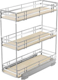 Pull Out Spice Rack Cabinet Organizer 9" W x 20½" D, 3 Tier Heavy Duty Slide Out Wood Shelf for Narrow Cabinet, Pull Out Storage for Kitchen