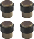 Solid Brass Door Stopper Heavy Duty Cylindrical Floor Mount Door Stop with Rubber, Wall Protector Mounted Doorstop Protect Door Knobs, 1-3/5" Height, 4 Pack, Bronze