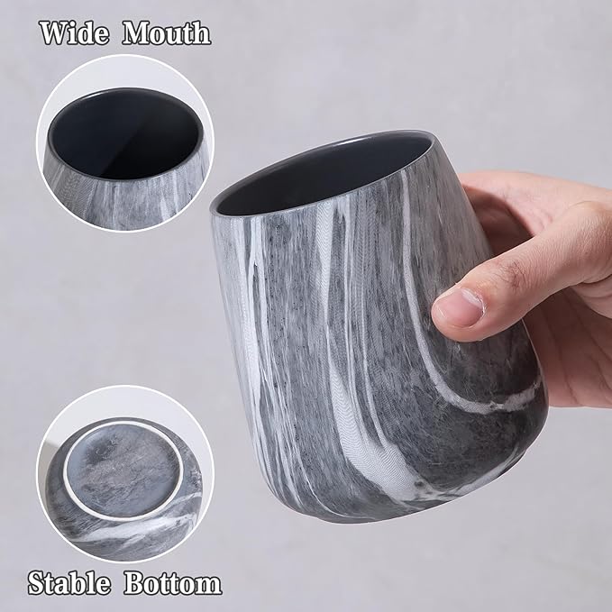Marble Grey Toothbrush Holder for Bathroom - Ceramic Tooth Brushing Holders, Toothbrush Cup, Toothpaste Organizer for Bathroom Countertop, Makeup Brush Holder, Pen Holder for Home Desktop Storage