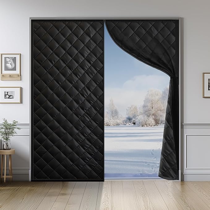 Magnetic Thermal Insulated Door Curtain for 72"x 80" Doors, Heavy-Duty Oxford Fabric Door Cover for Heat Insulation, Magnetic Closure Blanket for Doorway to Keep Warm in Winter Cool in Summer