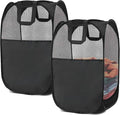 2 pop-up Laundry Hamper, Foldable mesh Laundry Baskets (Each with 2 Reinforced Handles), Black ……