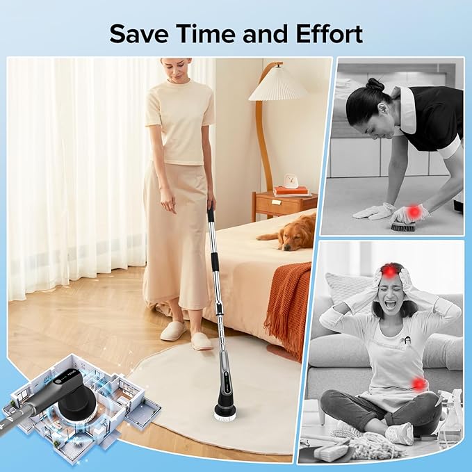 G2 Electric Spin Scrubber - IPX7 Waterproof 10-in-1 Shower Cleaner Brush, Retractable Handle & 2-Speed for Bathroom, Bathtub, Kitchen, Tile Floors
