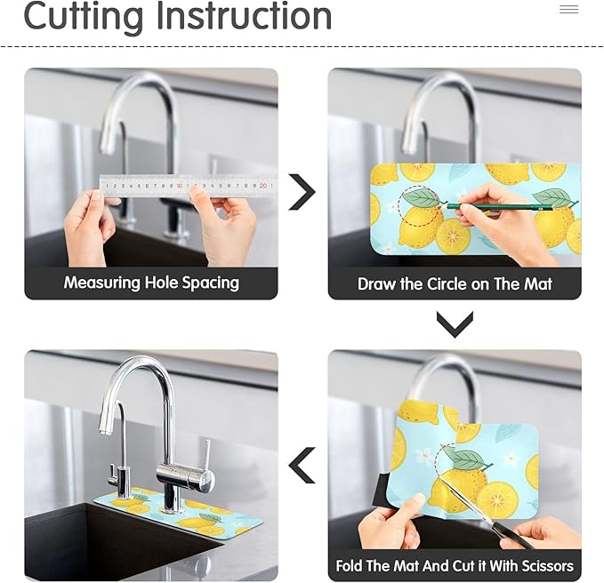 Kitchen Sink Splash Guard Sink Faucet Mat Faucet Handle Drip Catcher Drain Mats for Kitchen Bathroom Countertop Absorbent Dish Drying Mat Pad16 2pack 14.7x5.4Inch Lemon Blue