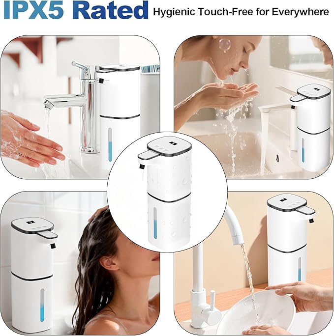 Automatic Liquid Soap Dispenser, 9 Adjustable Levels, 380ml/12.8oz, Auto Touchless Hand Soap or Dish Soap Dispenser,USB Rechargeable Dispenser,Wall Mount or Tabletop Use for Bathroom Kitchen