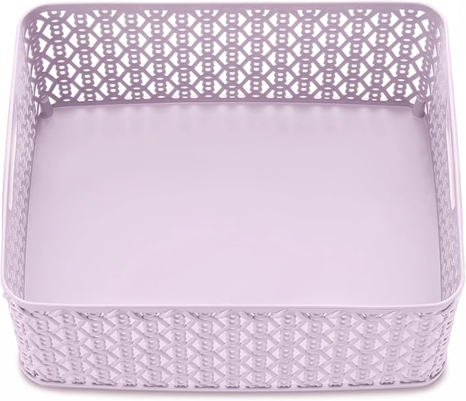 Whitmor Resin Form Tote Link Stitch, Small, STITCH-LAVENDER，3 Pack