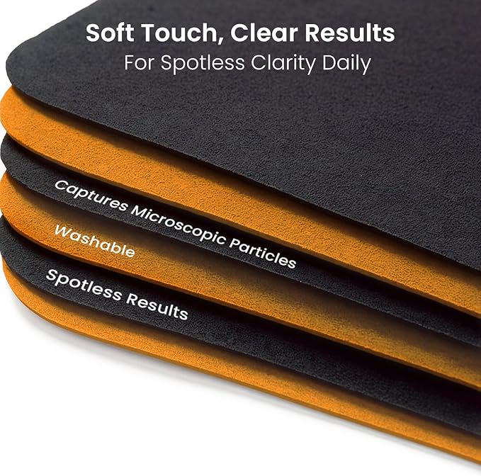 EVEO Glasses Cleaning Cloth - (6 Pack) Lens Cleaning Cloth Glasses Cleaner - Microfiber Cloth for Glasses Microfiber Cloth Eyeglass Cleaner, Screen Cleaner, Camera, Eyeglasses, VR/AR (Black & Orange)