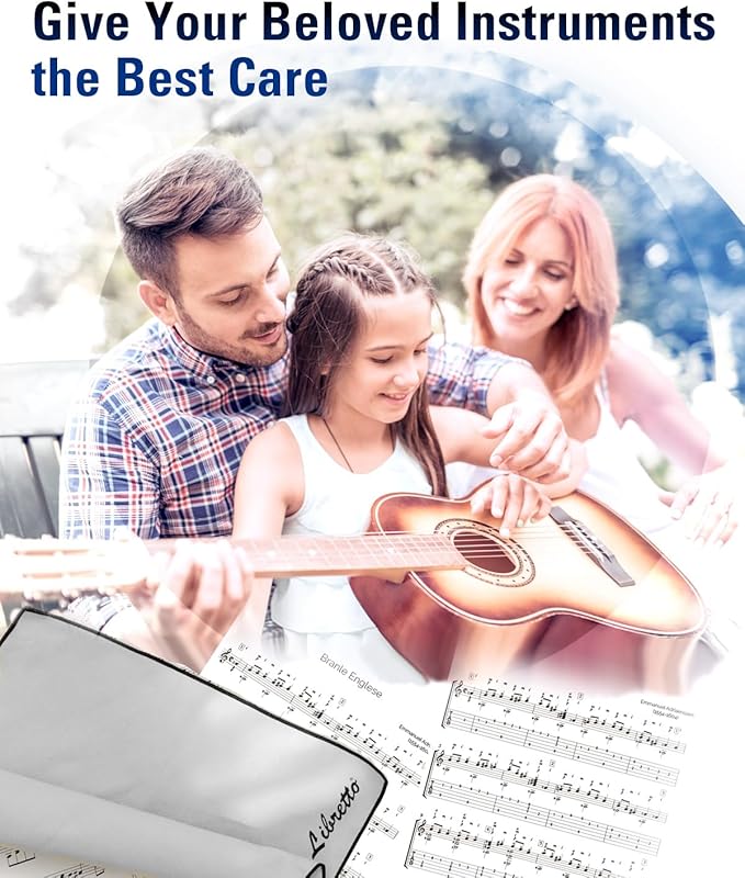 Libretto Microfiber Polish Cloth for Musical Instrument, 3 Sizes in 1 Pack, Guitar and Bass Cleaning Product, Gray, Lint-Free, Super Soft, Gift, for Piano, Violin, Ukulele, Trumpet, Saxophone, Laptop.