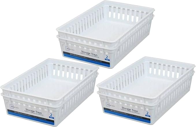 Basic White Storage Trays (6, Rectangle) by Mainstay