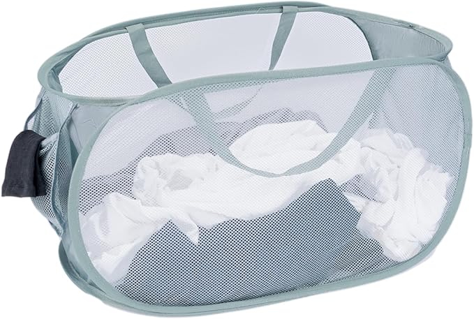 LATERONON 4 Pcs Mesh Popup Laundry Hamper, Opening Laundry Basket,Popup Laundry Basket with Durable Handles,Foldable Pop-up Mesh Hamper Dirty Clothes Basket for Clothes & Laundry-Home Organization