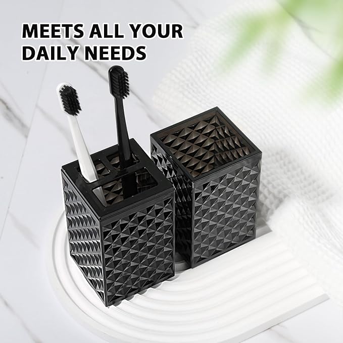 Black Bathroom Accessories Set, 4 Pack Matte Black Bath Accessory Sets Complete, Acrylic Soap Dispenser and Toothbrush Holder Set for Bathroom Counter Sink, Modern Bathroom Decor