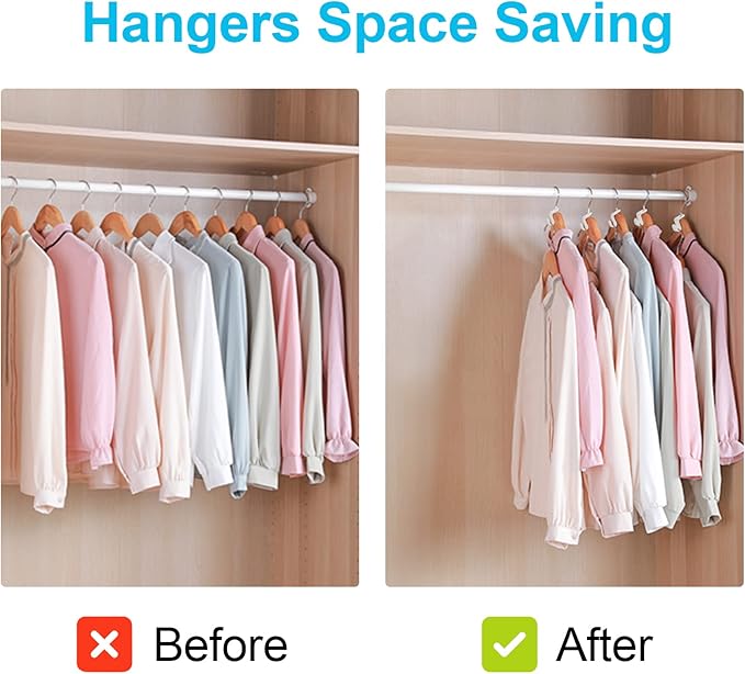 100 PCS Space Saving Hanger Hooks and Clips for Plastic Hangers (White)